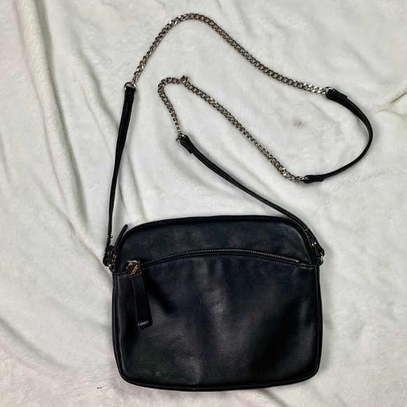 Perlina Handbags - Perlina New York Black Leather Messenger Bag Purse